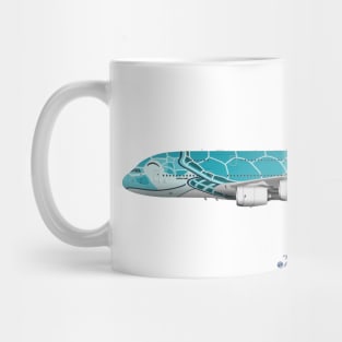 Illustration of ANA Airbus A380 - Flying Honu Kia Mug